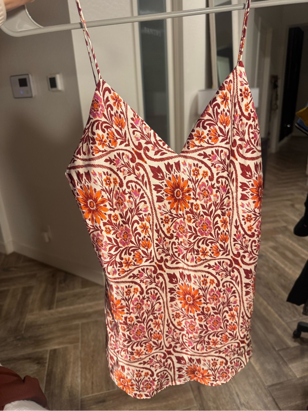 CAMI NYC Floral Print Camisole Top Size S Orange Burgundy